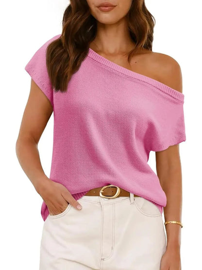 Women's Casual Off-the-Shoulder Knit Shirt