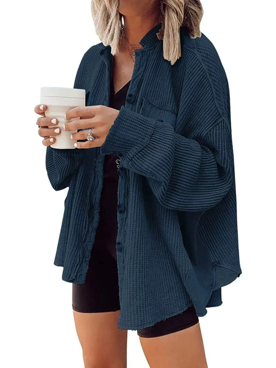 Women's Loose Fit Waffle Shacket