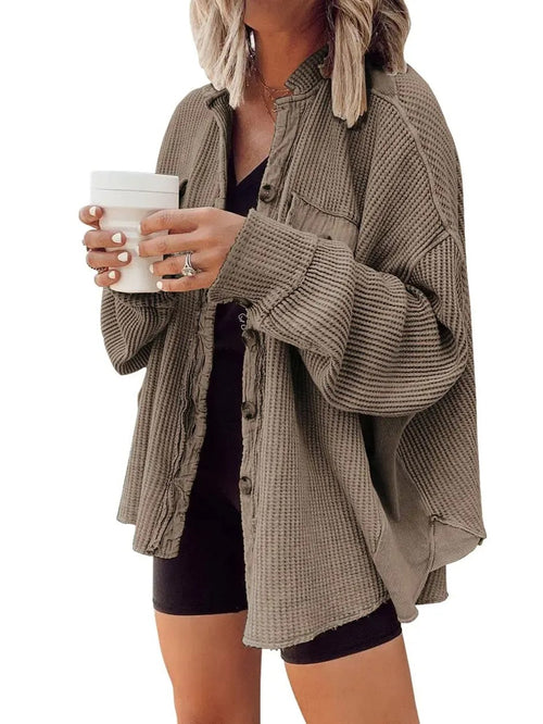 Women's Loose Fit Waffle Shacket