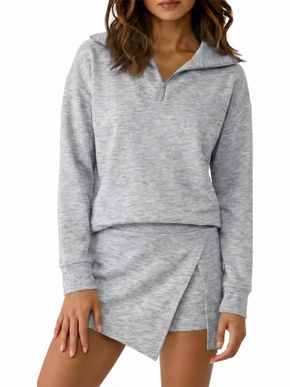 Women's Athleisure Two Piece Set with Built-in Shorts Skirt