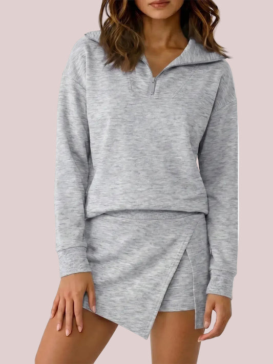 Women's Athleisure Two Piece Set with Built-in Shorts Skirt