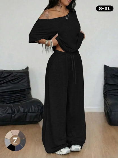 Women's Off Shoulder Loungewear Two Piece Set