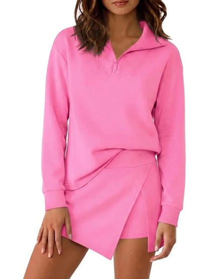 Women's Athleisure Two Piece Set with Built-in Shorts Skirt