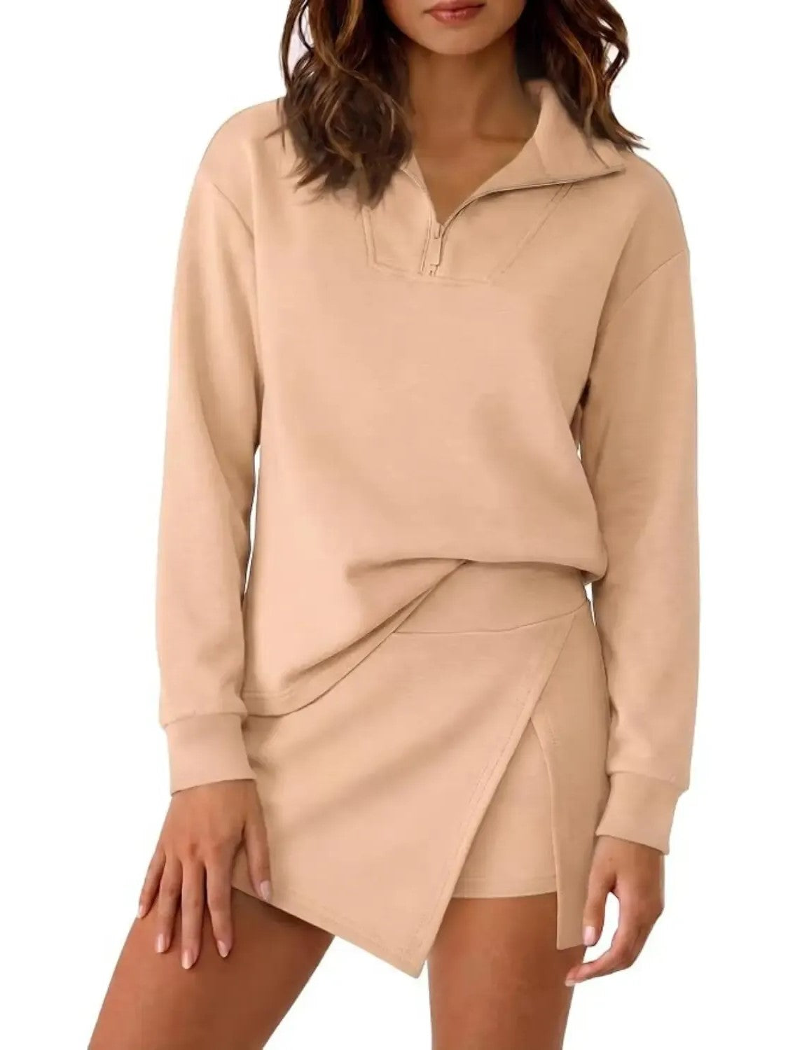 Women's Athleisure Two Piece Set with Built-in Shorts Skirt