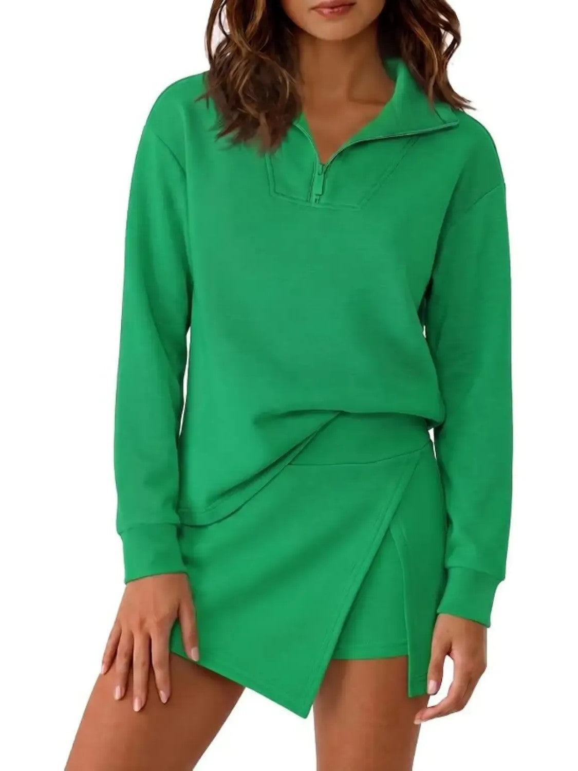 Women's Athleisure Two Piece Set with Built-in Shorts Skirt