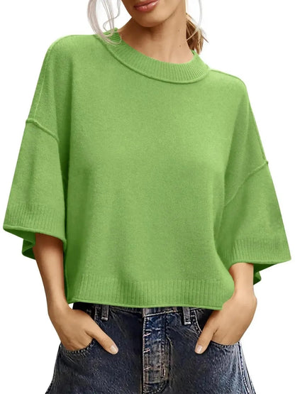 Women's Minimalist Crew Neck Oversized Knit Top