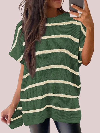 Women's Side Slit Batwing Sleeve Knit Shirt