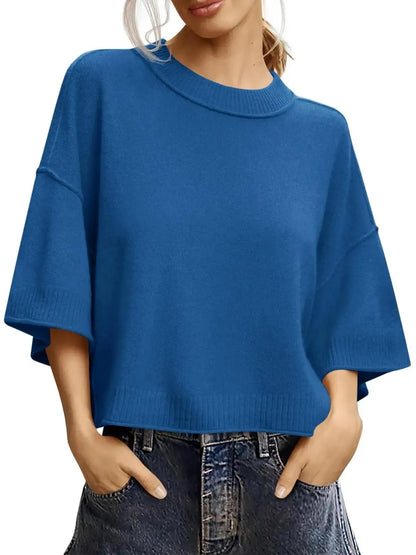 Women's Minimalist Crew Neck Oversized Knit Top