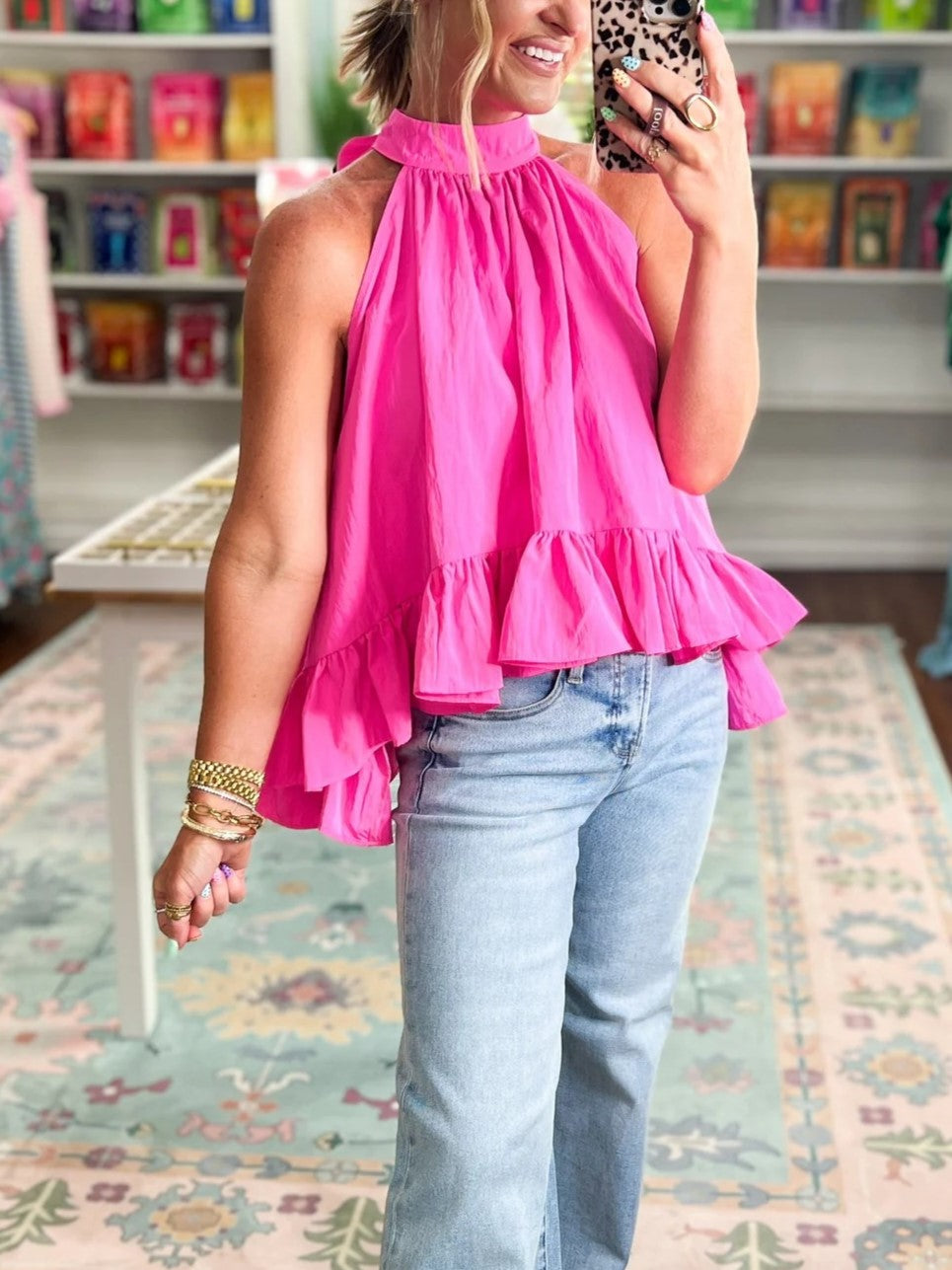 Women's Halter Ruffle Sleeveless Blouse