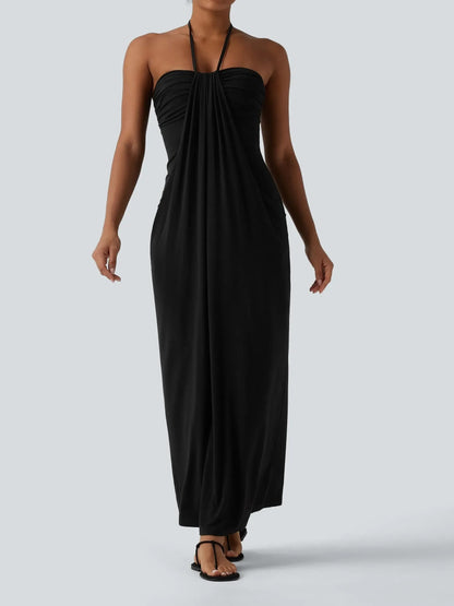 Women's Flowy Draped Halter Vacation Midi Dress