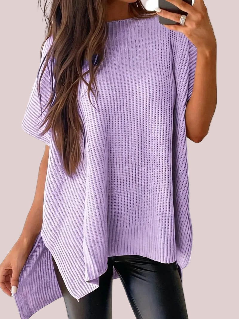 Women's Side Slit Batwing Sleeve Knit Shirt