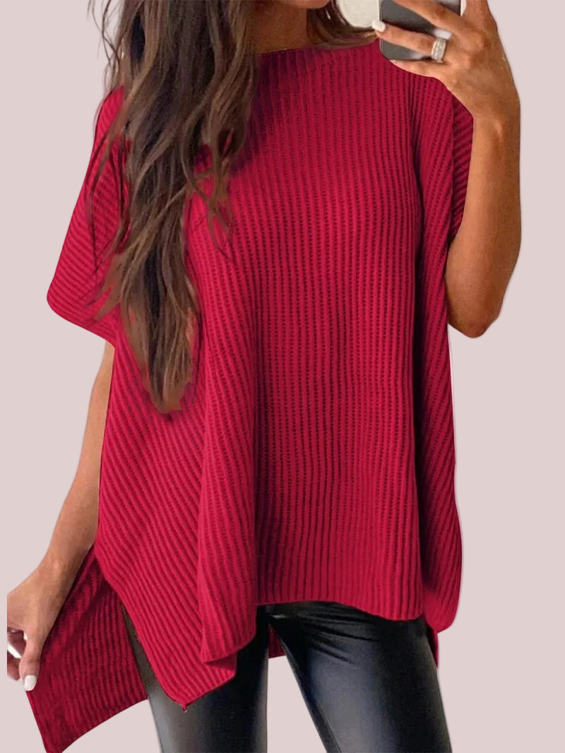 Women's Side Slit Batwing Sleeve Knit Shirt