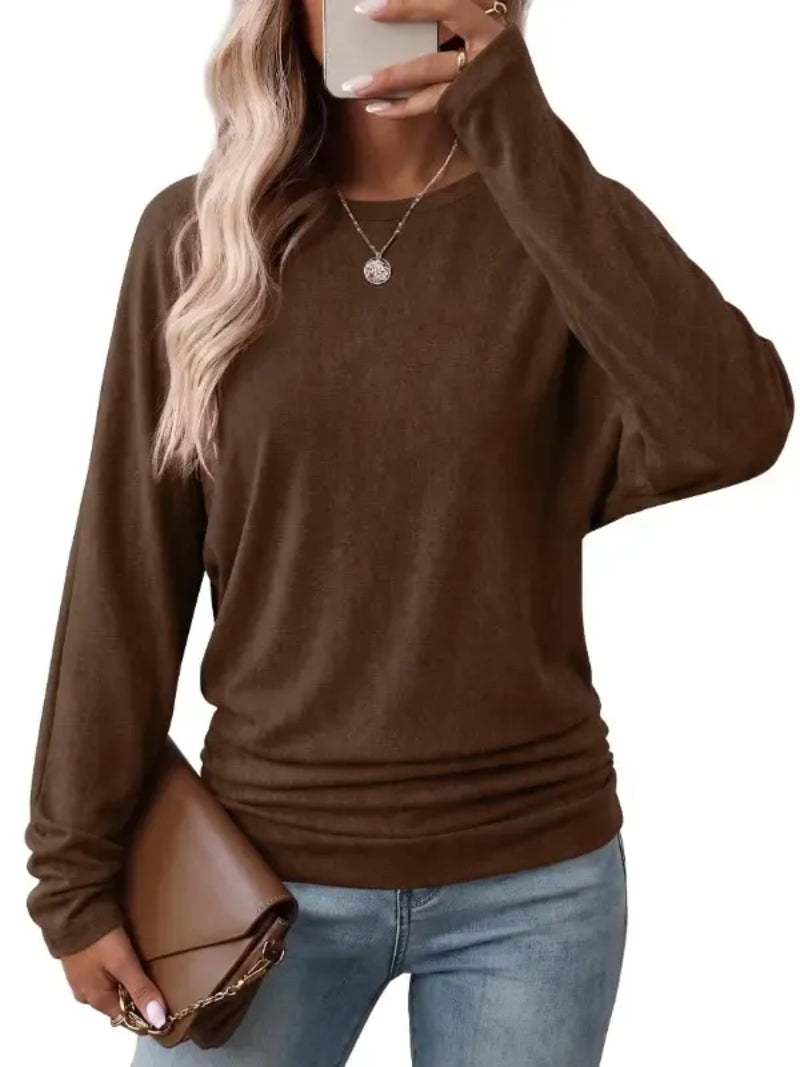 Women's Fall Ruched Hem Lightweight Sweaters