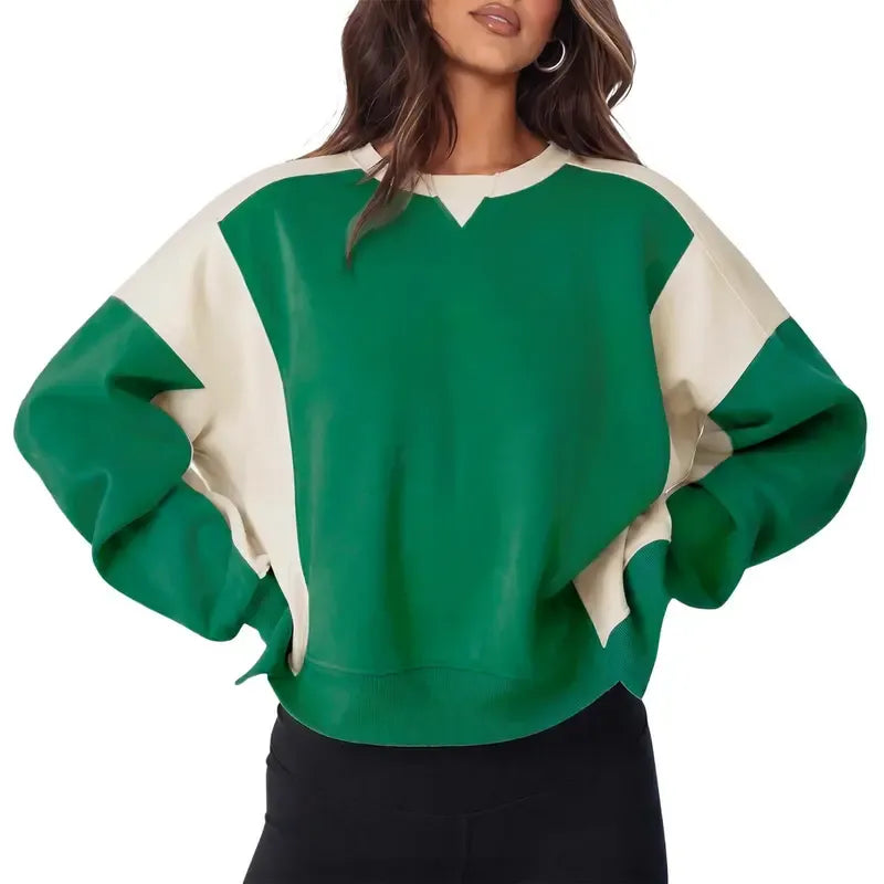 Women's Contrast Patchwork Soft Daily Basic Top