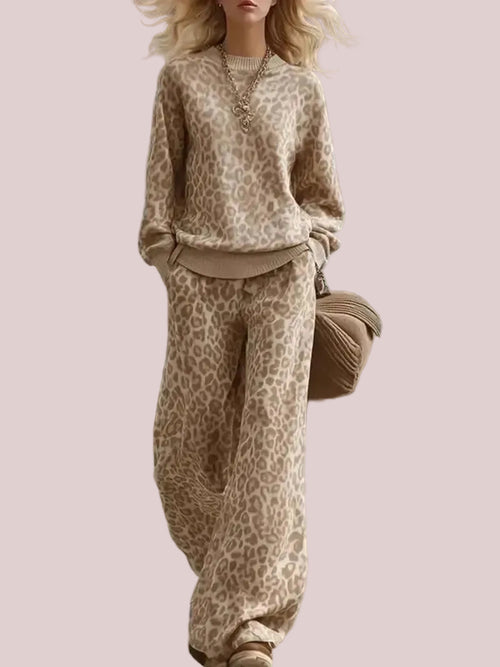 Women's Leopard Print Two Piece Outfit