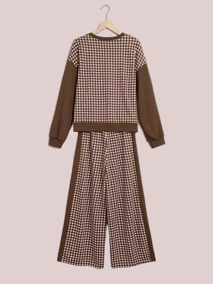 Women's Gingham Colorblock 2 Piece Loungewear Set