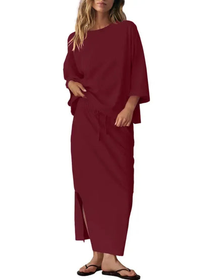 Women's Casual Loose 2‑Piece Maxi Skirt Outfit