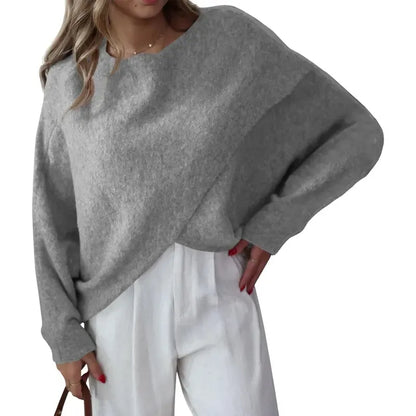 Women's Batwing Asymmetrical Slouchy Knit Top