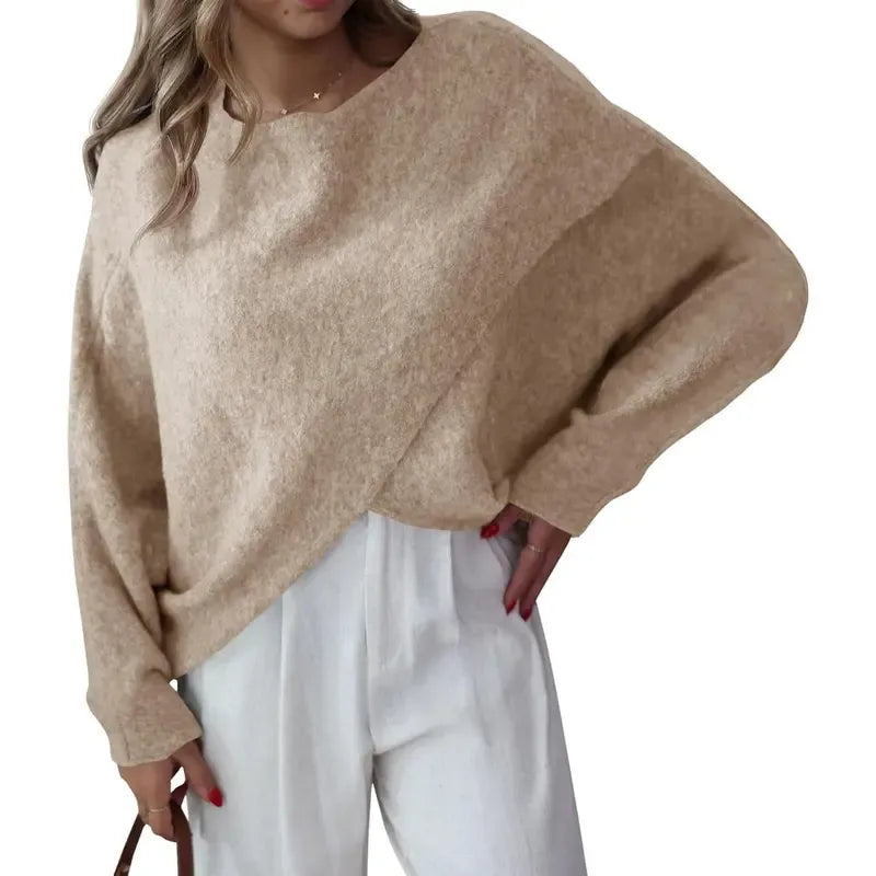 Women's Batwing Asymmetrical Slouchy Knit Top