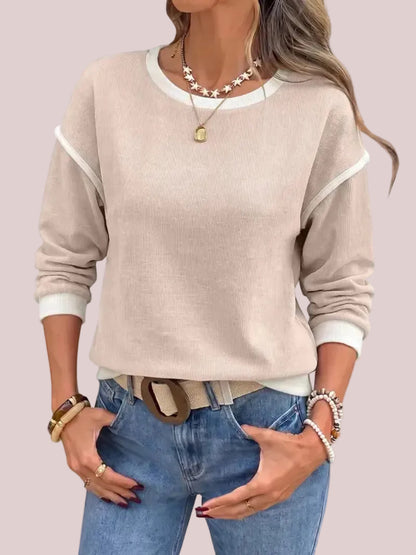 Women's Relaxed Fit Contrast Trim Blouse