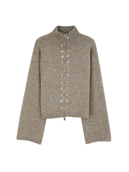 Women's Chic Knitted High Neck Cardigan