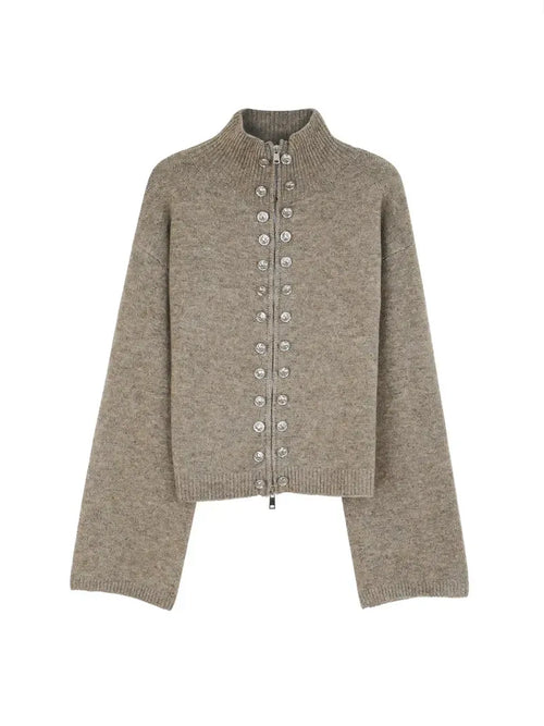 Women's Chic Knitted High Neck Cardigan
