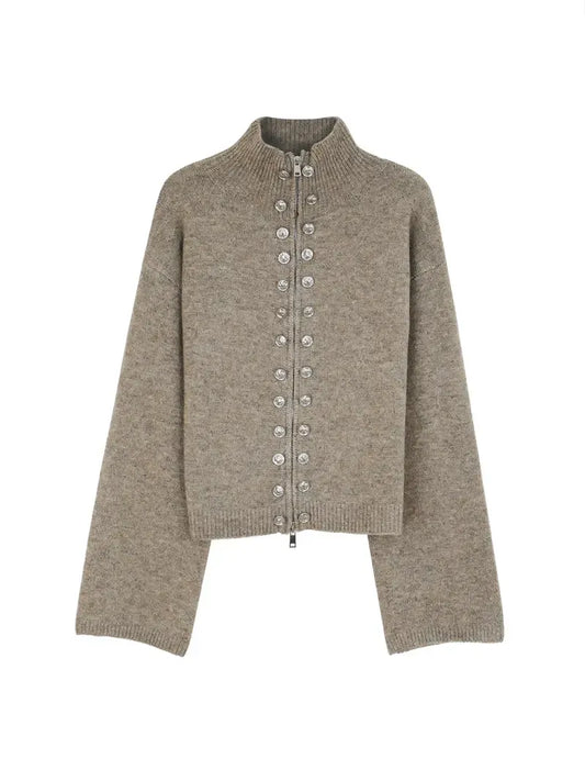 Women's Chic Knitted High Neck Cardigan