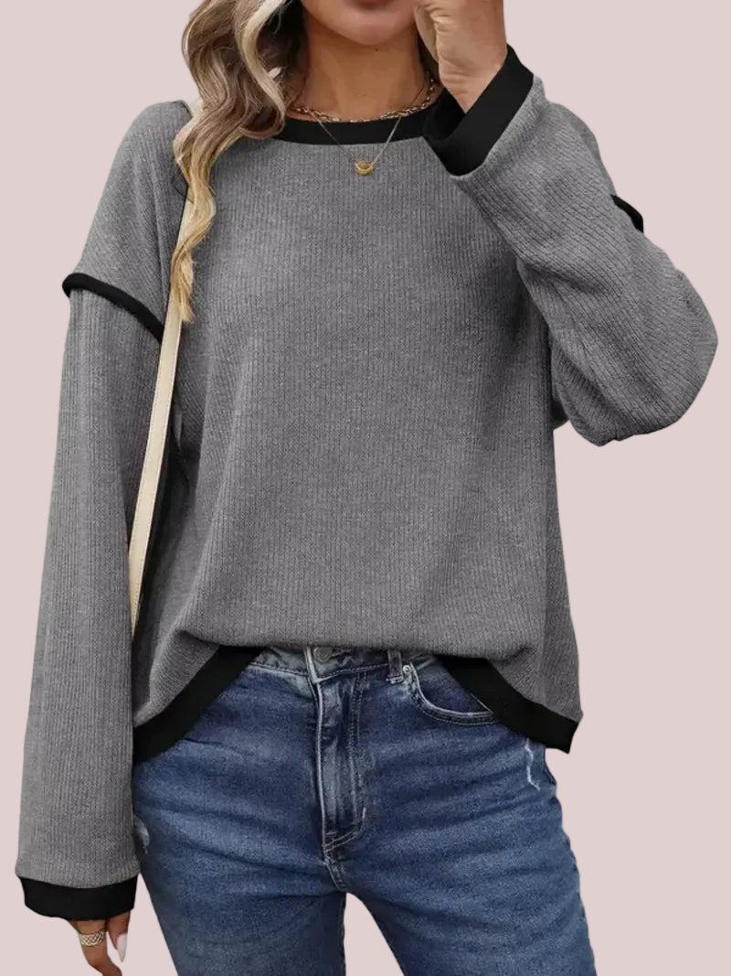 Women's Relaxed Fit Contrast Trim Blouse