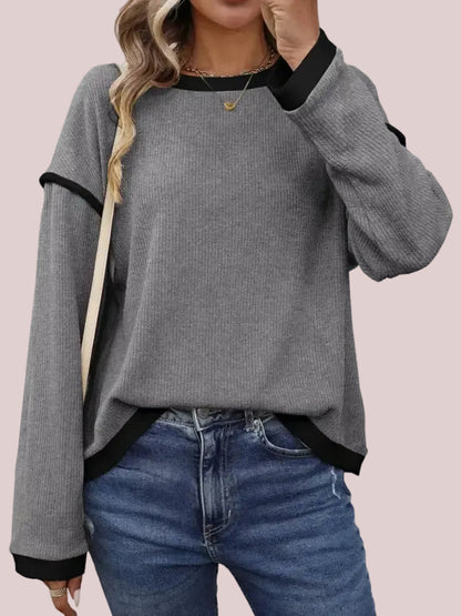 Women's Relaxed Fit Contrast Trim Blouse