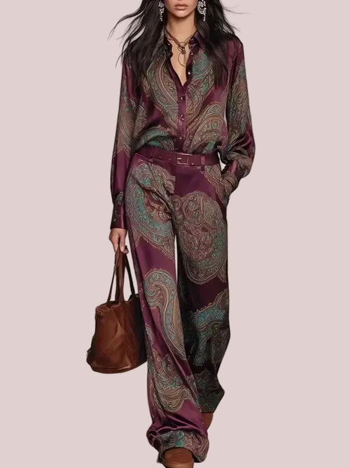 Women's Paisley Print 2 Piece Outfit Set