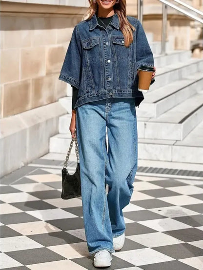 Women's Trendy Fall Cape Denim Jacket