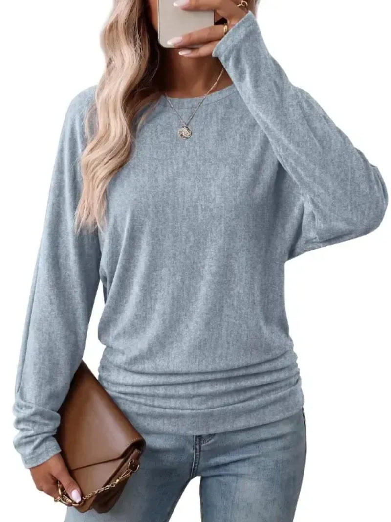 Women's Fall Ruched Hem Lightweight Sweaters