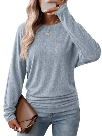 Women's Fall Ruched Hem Lightweight Sweaters