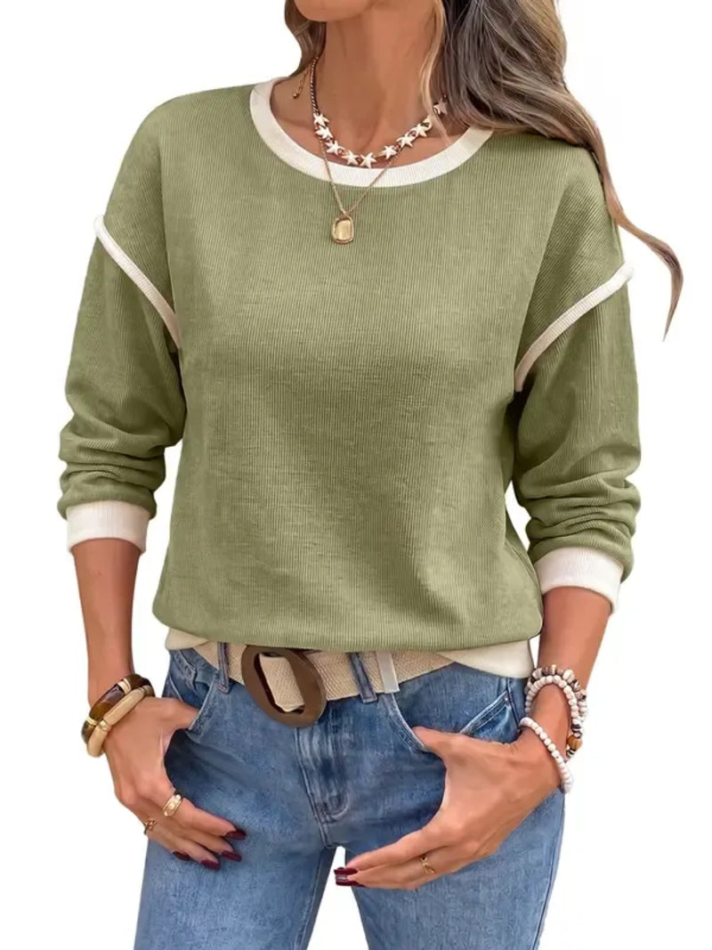Women's Relaxed Fit Contrast Trim Blouse