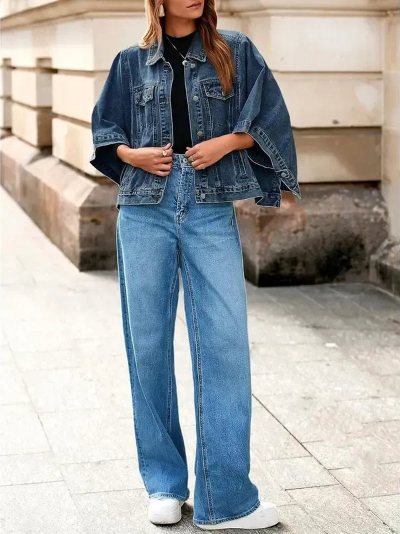 Women's Trendy Fall Cape Denim Jacket