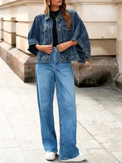 Women's Trendy Fall Cape Denim Jacket