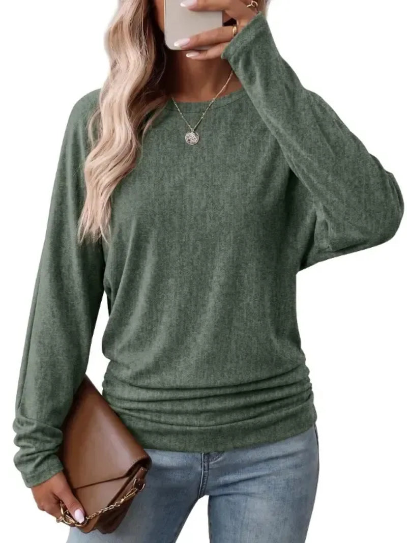 Women's Fall Ruched Hem Lightweight Sweaters
