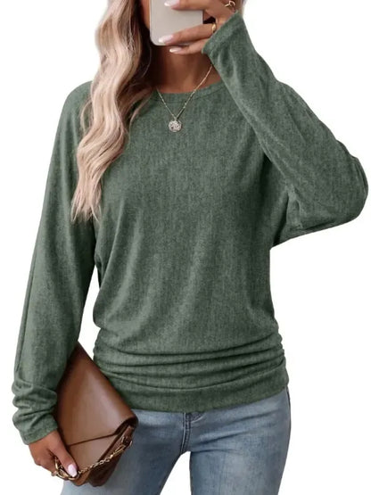 Women's Fall Ruched Hem Lightweight Sweaters
