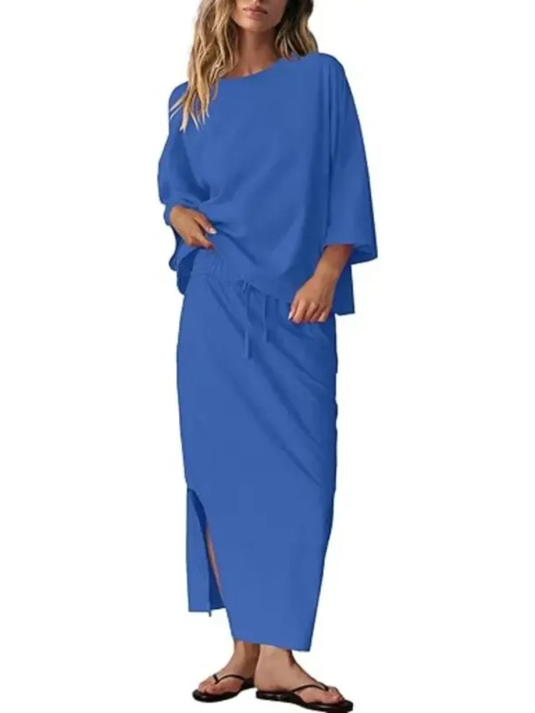 Women's Casual Loose 2‑Piece Maxi Skirt Outfit