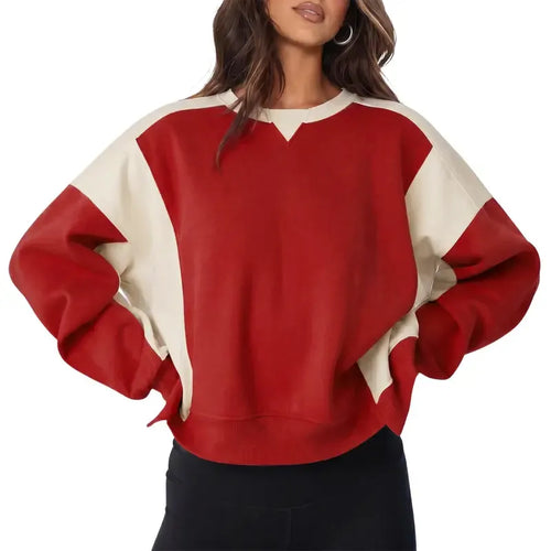 Women's Contrast Patchwork Soft Daily Basic Top