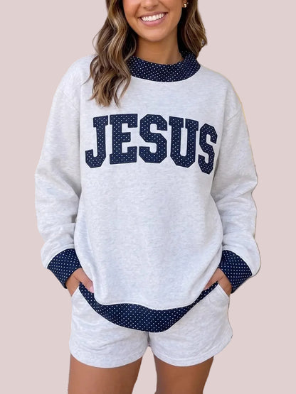 Women's JESUS Graphic Polka Dot Sweatshirt