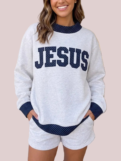 Women's JESUS Graphic Polka Dot Sweatshirt