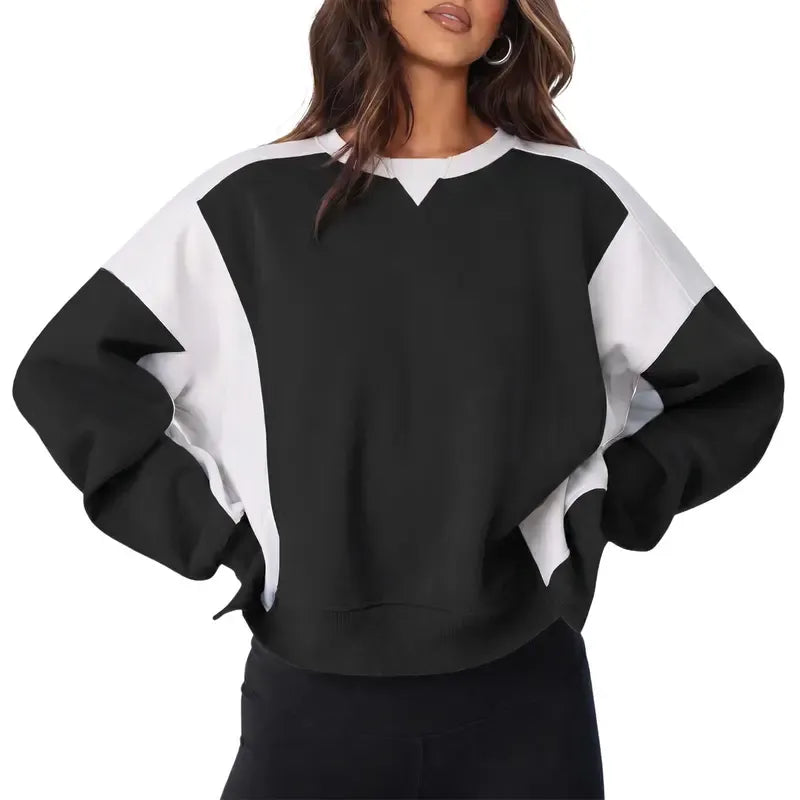 Women's Contrast Patchwork Soft Daily Basic Top
