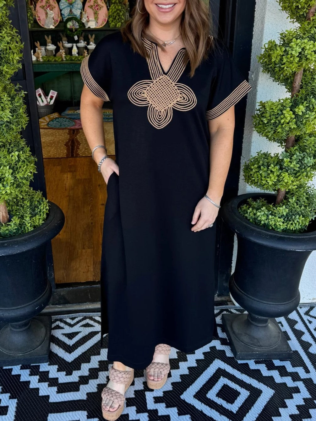 Women's Ethnic Style Relaxed-Fit Tunic Maxi Dress