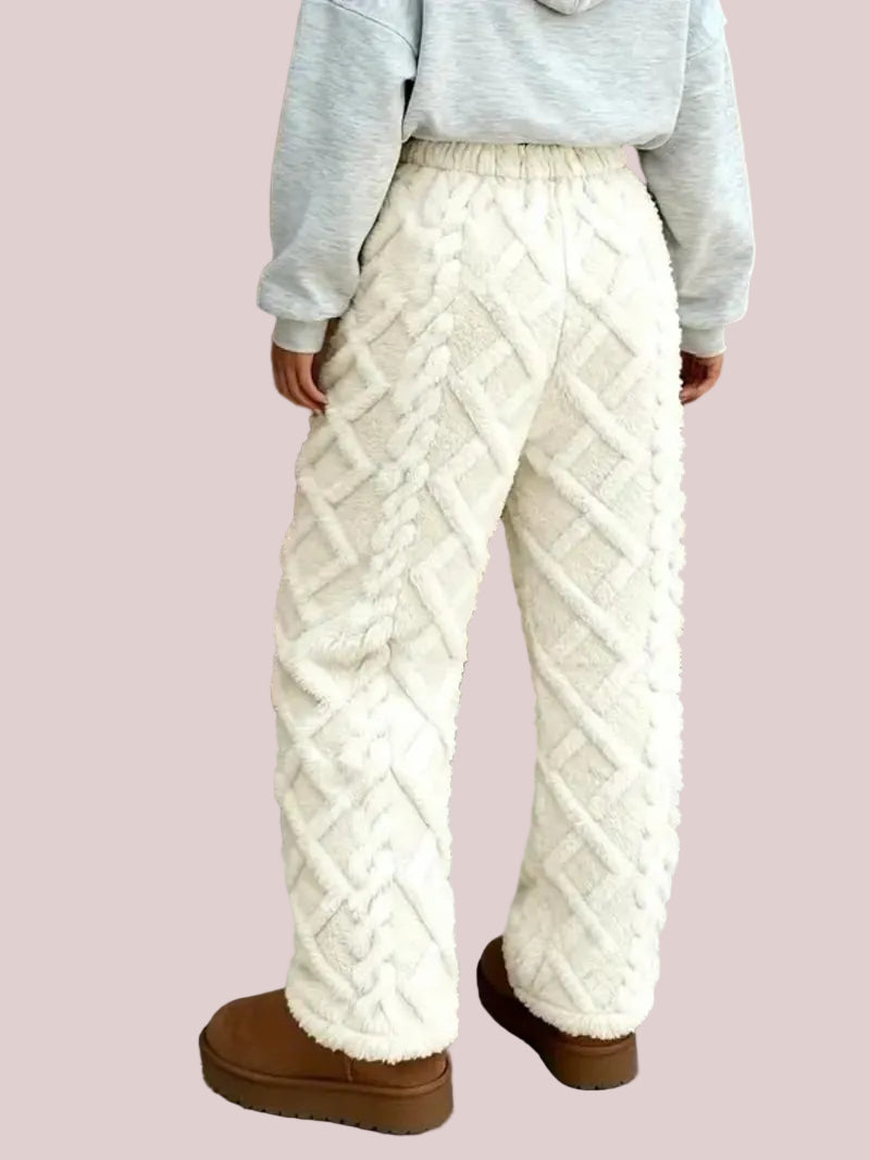 Women's Cable Fluffy Fleece 2 Piece Loungewear Set