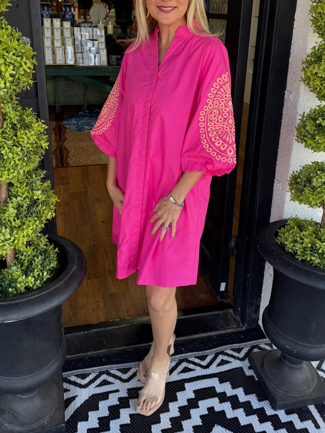 Women's Puff Sleeve Spring Shirt Dress