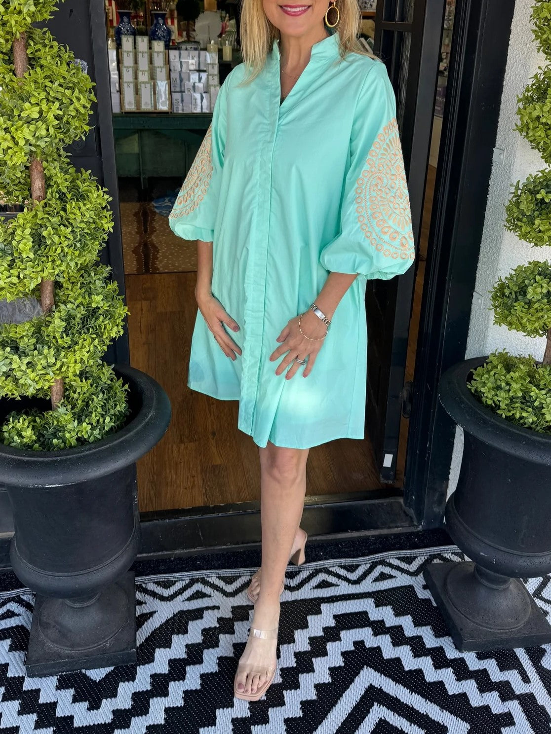 Women's Puff Sleeve Spring Shirt Dress