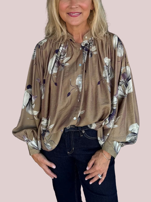 Women's Vintage Floral Long Sleeve Loose Shirt