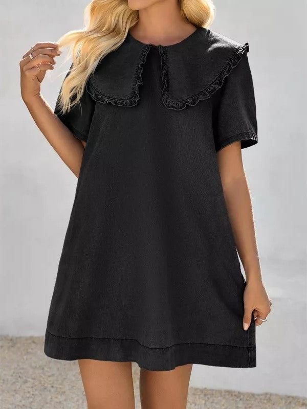 Women's Soft Denim Baby Collar Summer Dress