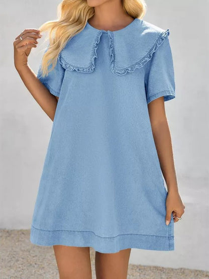 Women's Soft Denim Baby Collar Summer Dress